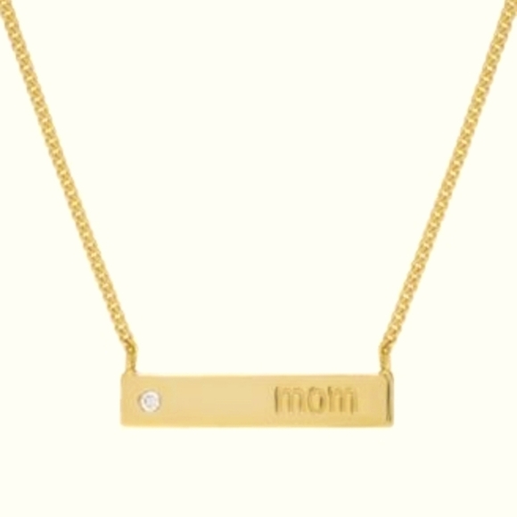 NIB for Mom Lab Created Saphire Bar 18k Gold over sterling silver necklace - Picture 2 of 4